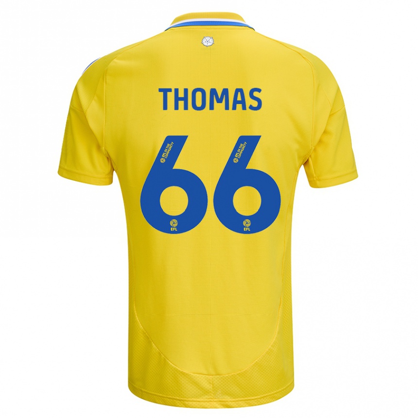 Men Football Luca Thomas #66 Yellow Blue Away Jersey 2024/25 T-Shirt Nz