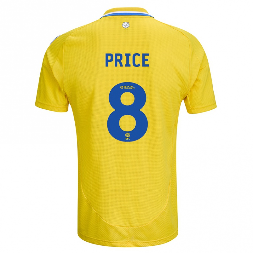 Men Football Leoni Price #8 Yellow Blue Away Jersey 2024/25 T-Shirt Nz