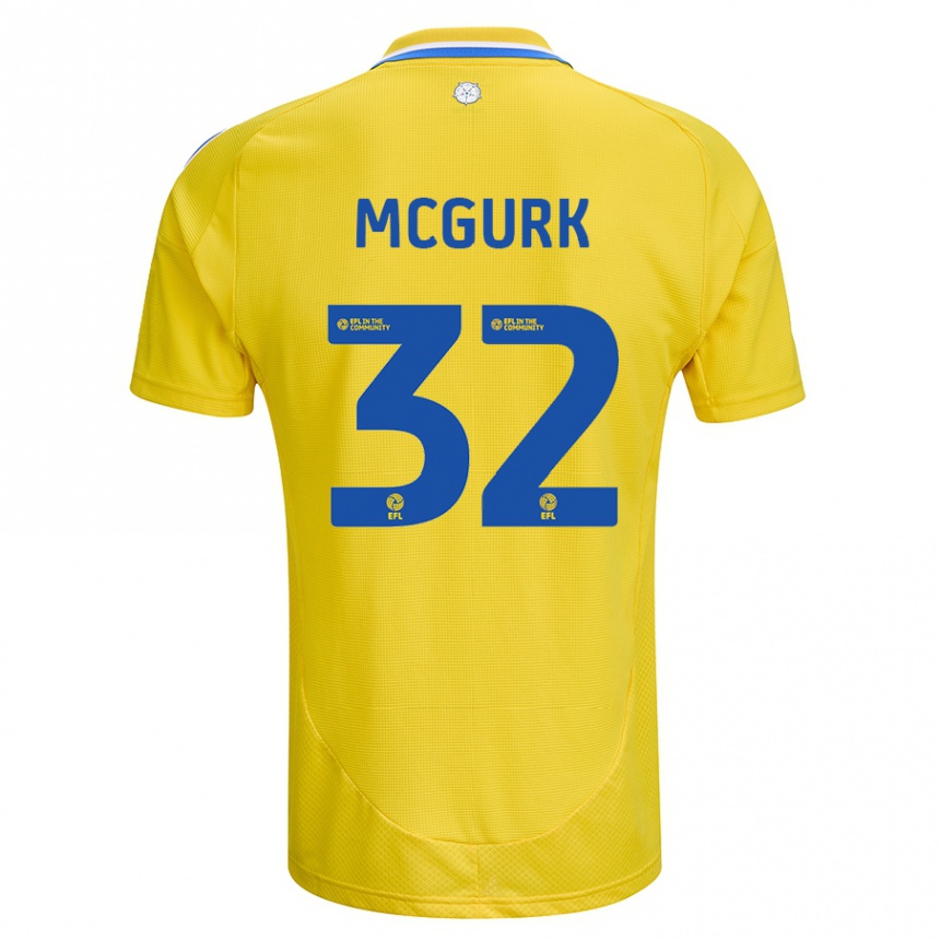 Men Football Sean Mcgurk #32 Yellow Blue Away Jersey 2024/25 T-Shirt Nz