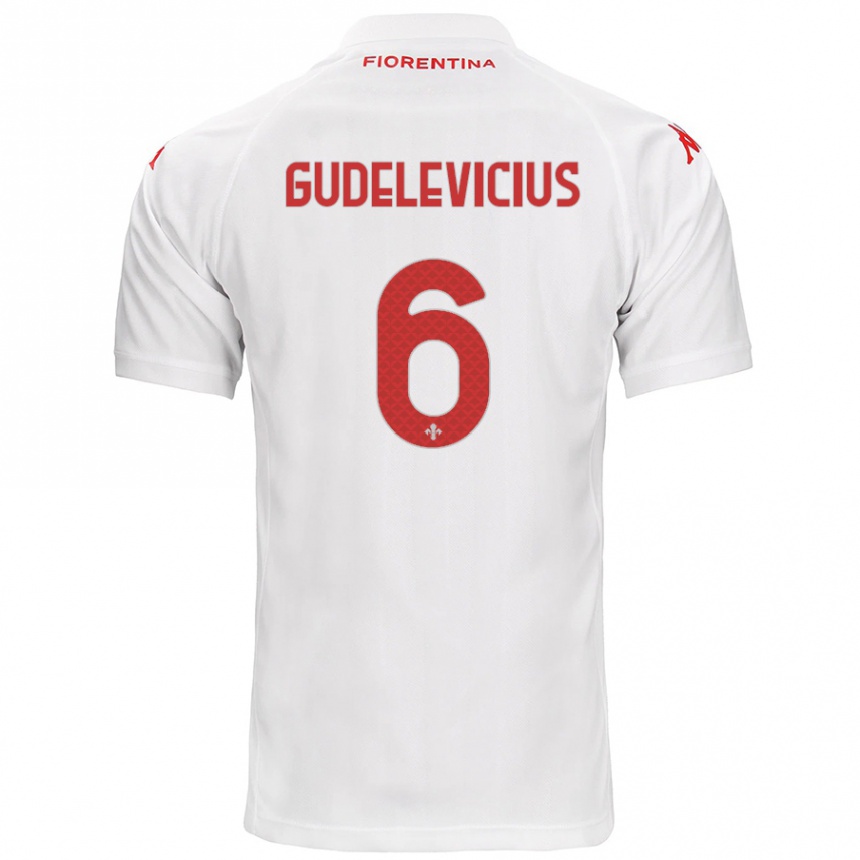 Men Football Ernestas Gudelevicius #6 White Away Jersey 2024/25 T-Shirt Nz