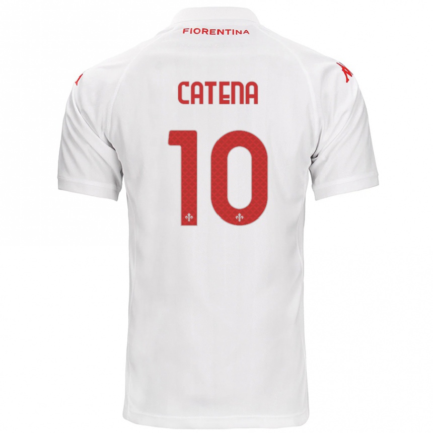 Men Football Michaela Catena #10 White Away Jersey 2024/25 T-Shirt Nz