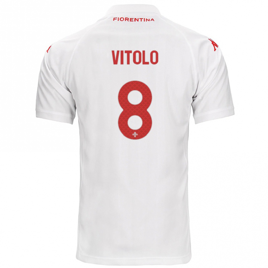 Men Football Federico Vitolo #8 White Away Jersey 2024/25 T-Shirt Nz