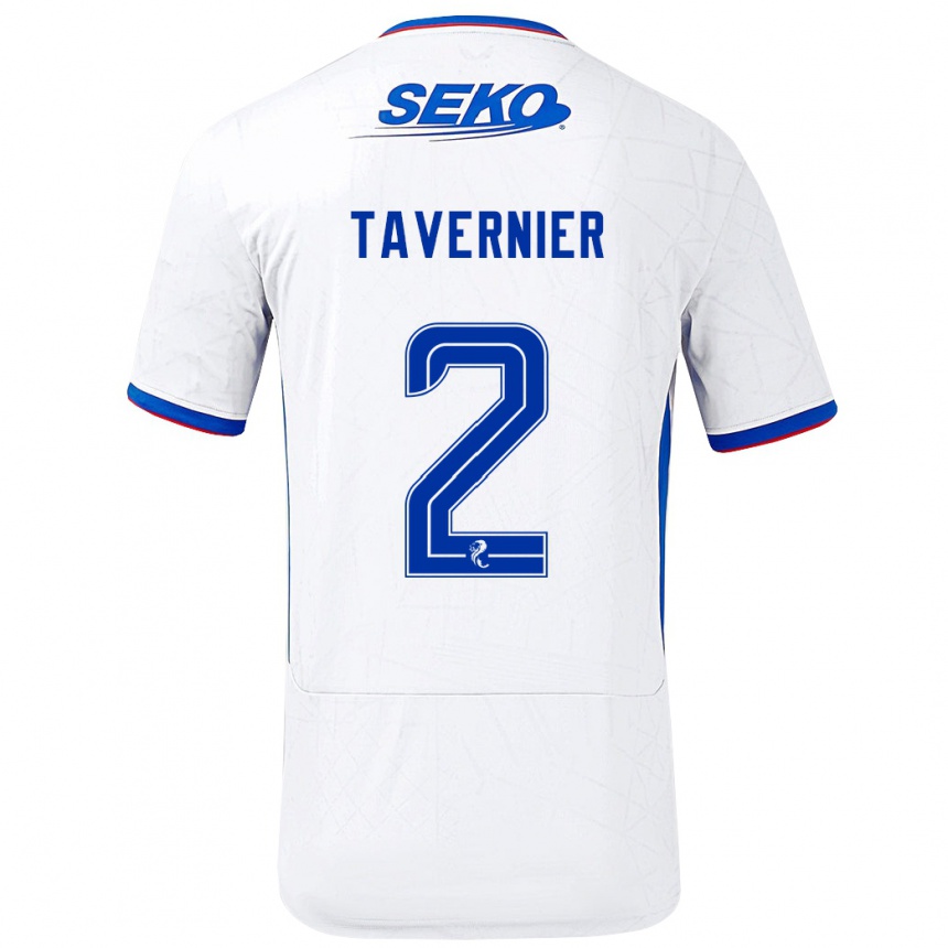 Men Football James Tavernier #2 White Blue Away Jersey 2024/25 T-Shirt Nz