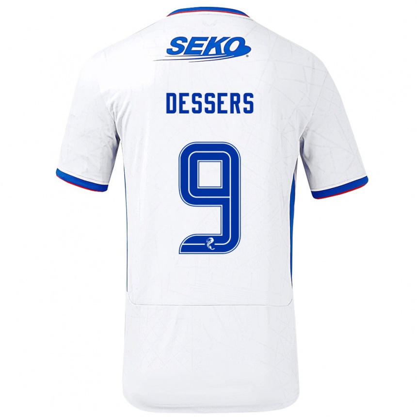 Men Football Cyriel Dessers #9 White Blue Away Jersey 2024/25 T-Shirt Nz