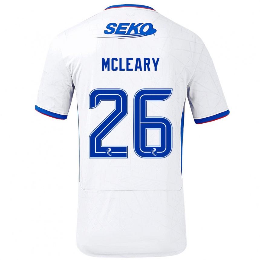 Men Football Jodi Mcleary #26 White Blue Away Jersey 2024/25 T-Shirt Nz