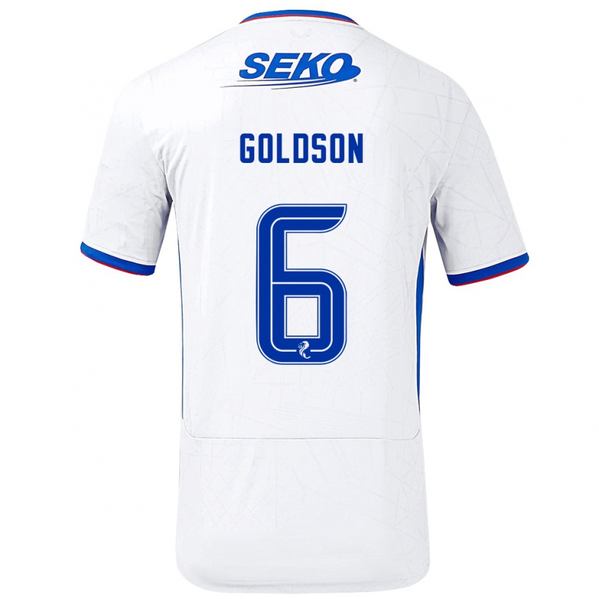 Men Football Connor Goldson #6 White Blue Away Jersey 2024/25 T-Shirt Nz