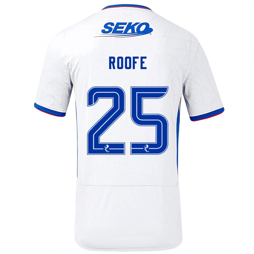 Men Football Kemar Roofe #25 White Blue Away Jersey 2024/25 T-Shirt Nz