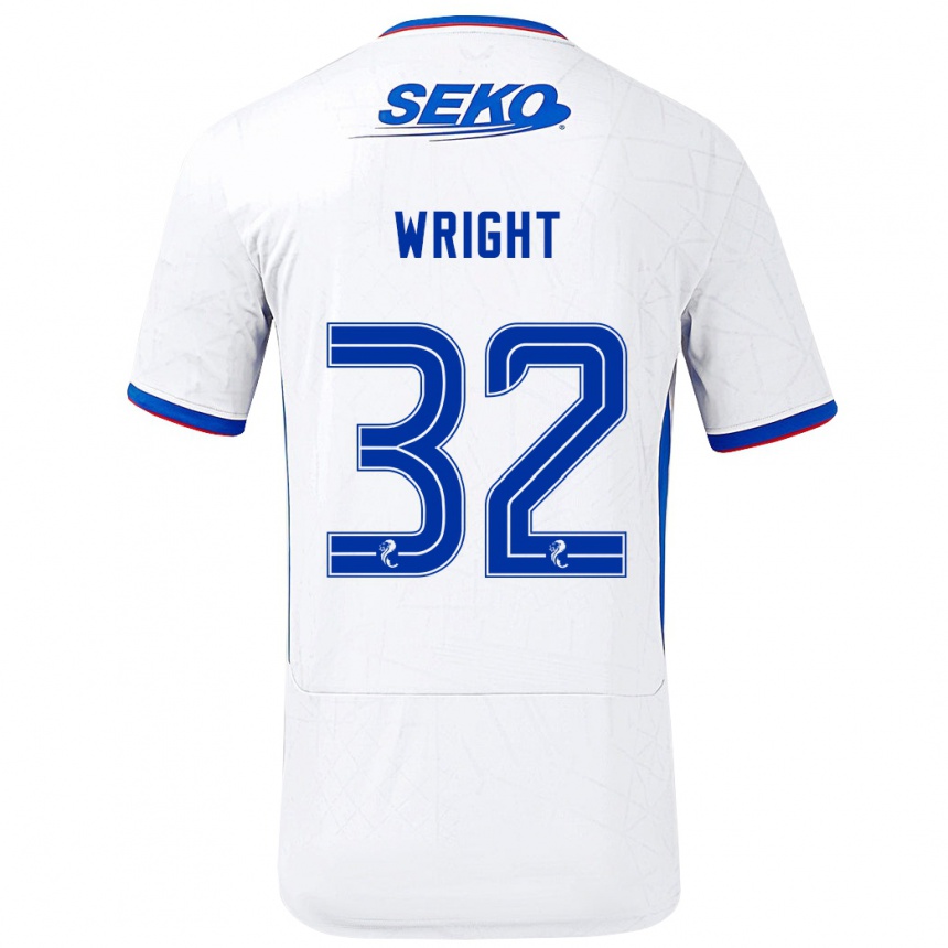 Men Football Kieran Wright #32 White Blue Away Jersey 2024/25 T-Shirt Nz