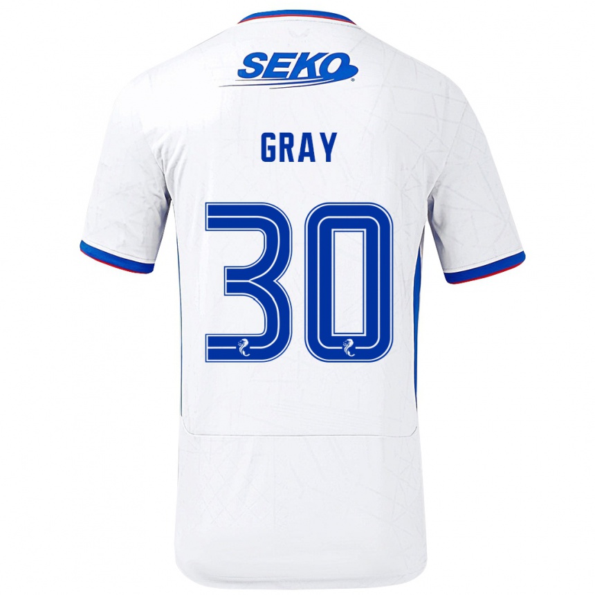 Men Football Georgia Gray #30 White Blue Away Jersey 2024/25 T-Shirt Nz