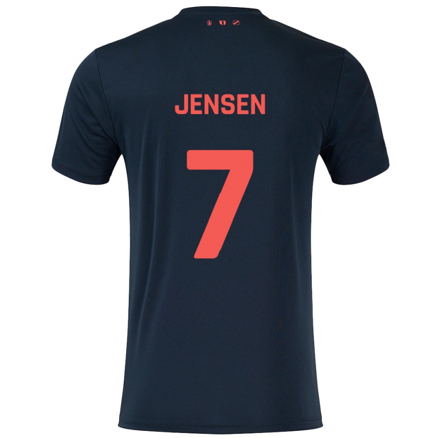 Men Football Victor Jensen #7 Black Red Away Jersey 2024/25 T-Shirt Nz