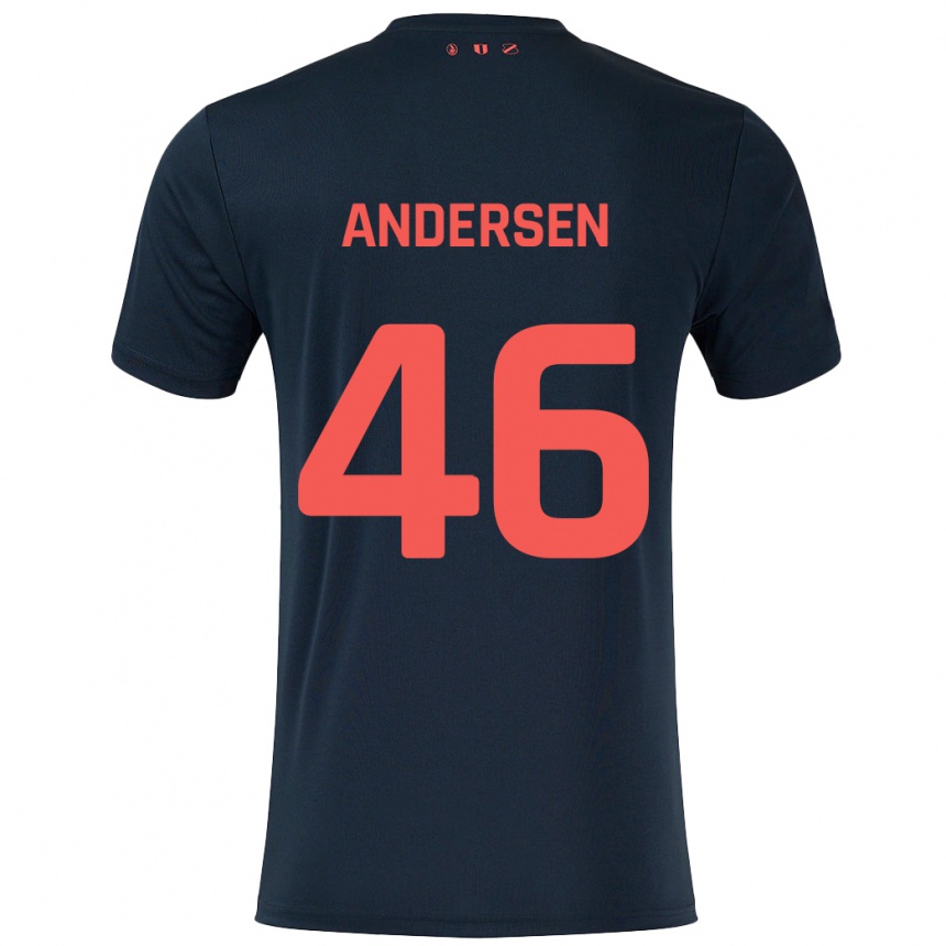 Men Football Silas Andersen #46 Black Red Away Jersey 2024/25 T-Shirt Nz