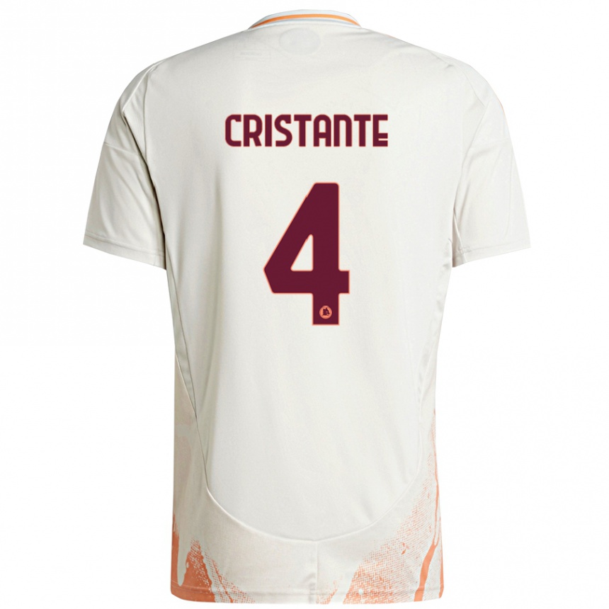 Men Football Bryan Cristante #4 Cream White Orange Away Jersey 2024/25 T-Shirt Nz