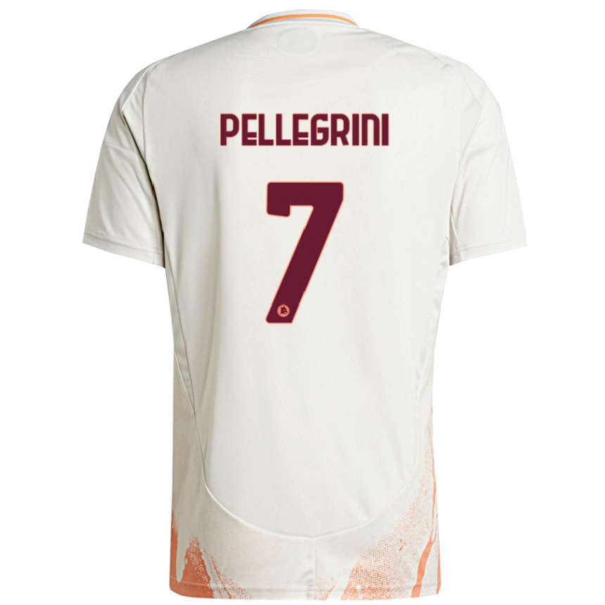 Men Football Lorenzo Pellegrini #7 Cream White Orange Away Jersey 2024/25 T-Shirt Nz