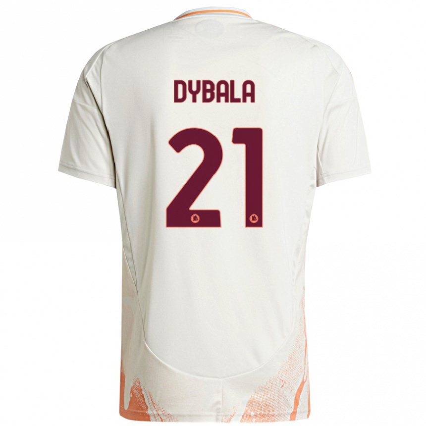 Men Football Paulo Dybala #21 Cream White Orange Away Jersey 2024/25 T-Shirt Nz