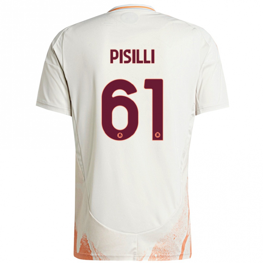 Men Football Niccolò Pisilli #61 Cream White Orange Away Jersey 2024/25 T-Shirt Nz