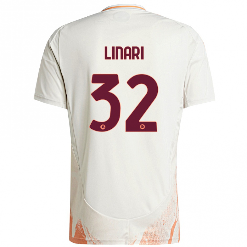 Men Football Elena Linari #32 Cream White Orange Away Jersey 2024/25 T-Shirt Nz