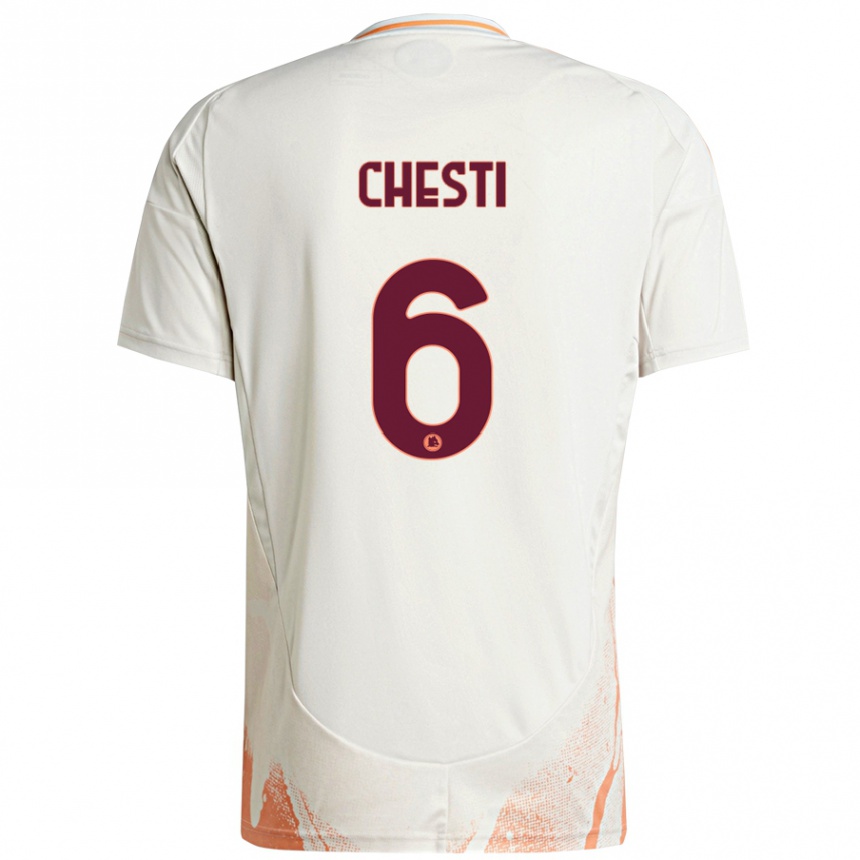 Men Football Francesco Chesti #6 Cream White Orange Away Jersey 2024/25 T-Shirt Nz