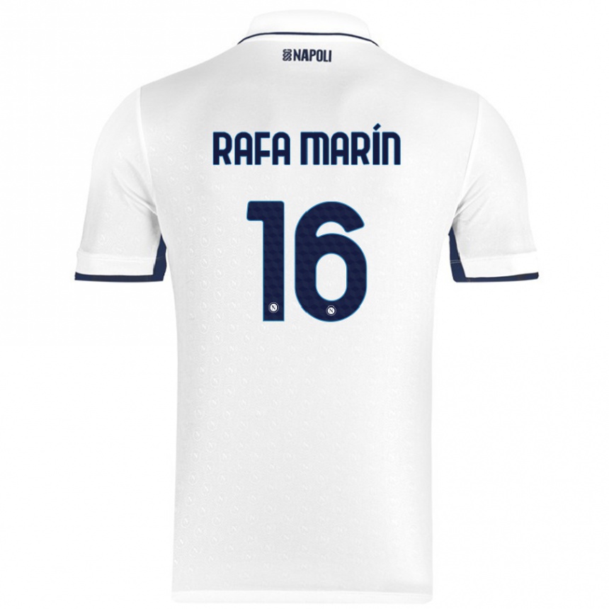 Men Football Rafa Marín #16 White Royal Blue Away Jersey 2024/25 T-Shirt Nz