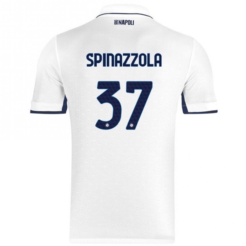 Men Football Leonardo Spinazzola #37 White Royal Blue Away Jersey 2024/25 T-Shirt Nz