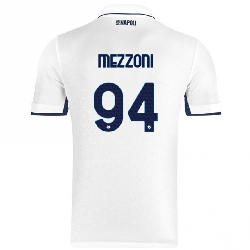 Men Football Francesco Mezzoni #94 White Royal Blue Away Jersey 2024/25 T-Shirt Nz