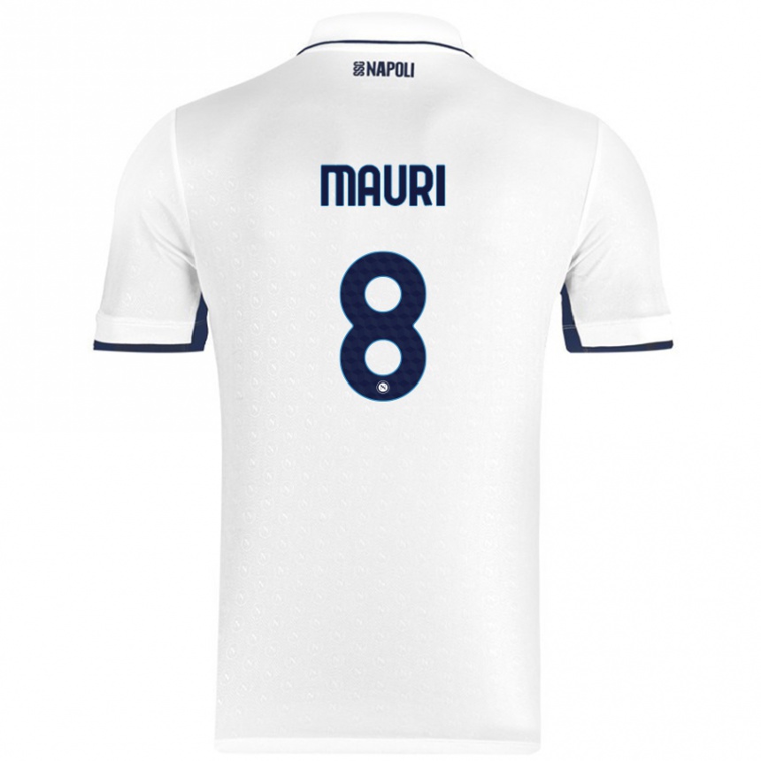 Men Football Claudia Mauri #8 White Royal Blue Away Jersey 2024/25 T-Shirt Nz