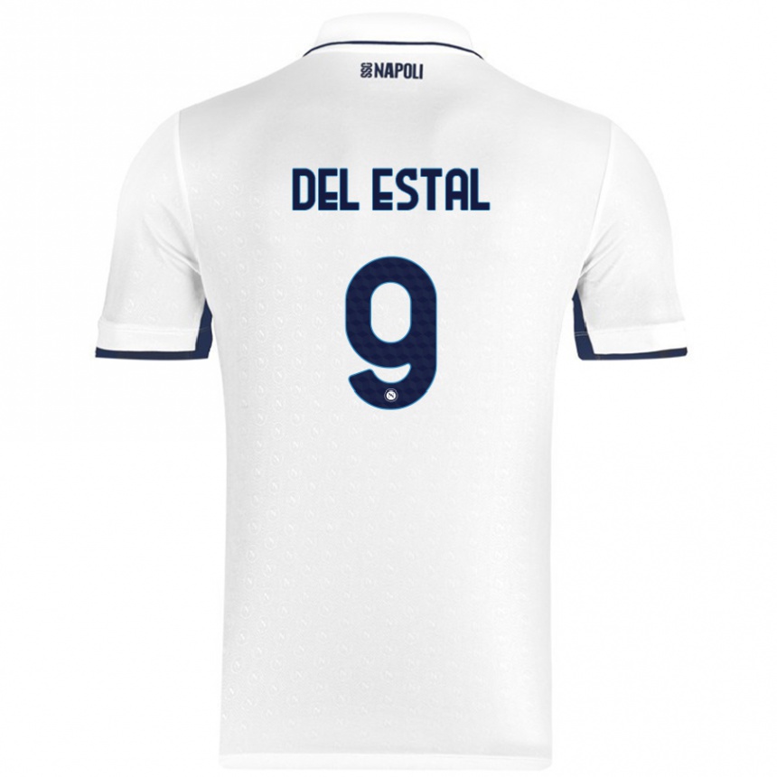 Men Football Eli Del Estal #9 White Royal Blue Away Jersey 2024/25 T-Shirt Nz