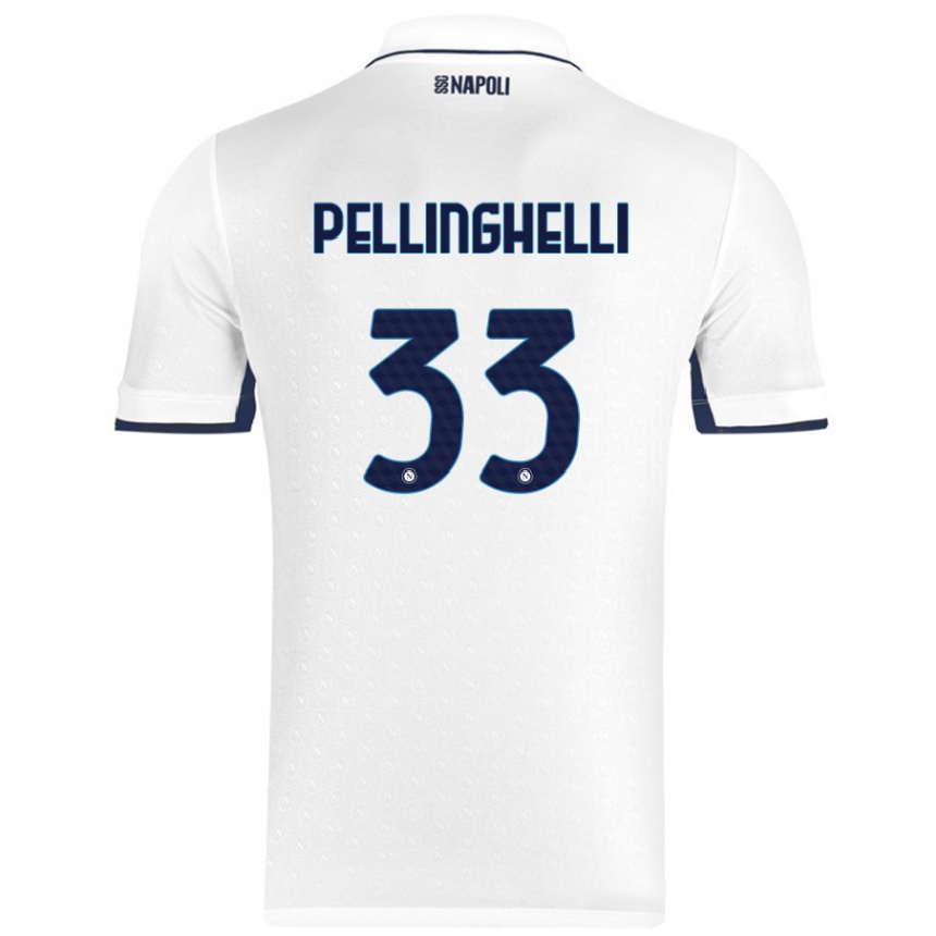 Men Football Alice Pellinghelli #33 White Royal Blue Away Jersey 2024/25 T-Shirt Nz