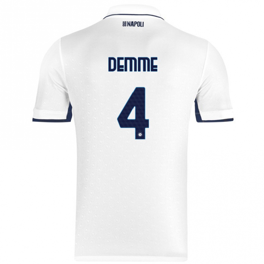 Men Football Diego Demme #4 White Royal Blue Away Jersey 2024/25 T-Shirt Nz