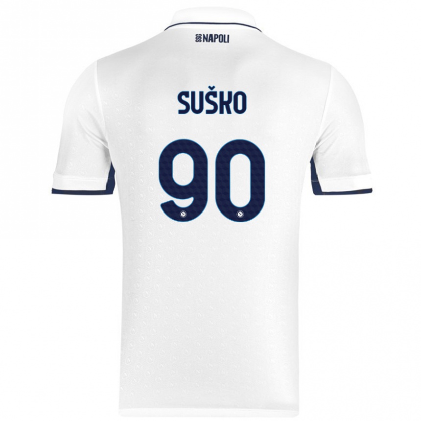 Men Football Daniel Suško #90 White Royal Blue Away Jersey 2024/25 T-Shirt Nz