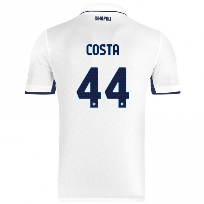 Men Football Filippo Costa #44 White Royal Blue Away Jersey 2024/25 T-Shirt Nz