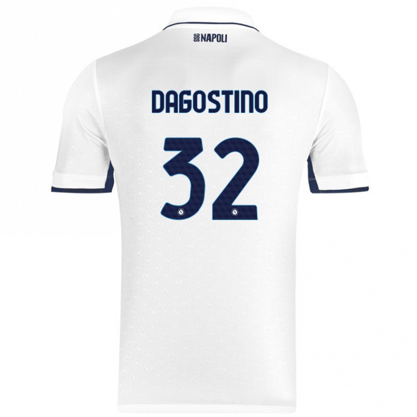 Men Football Giuseppe Dagostino #32 White Royal Blue Away Jersey 2024/25 T-Shirt Nz