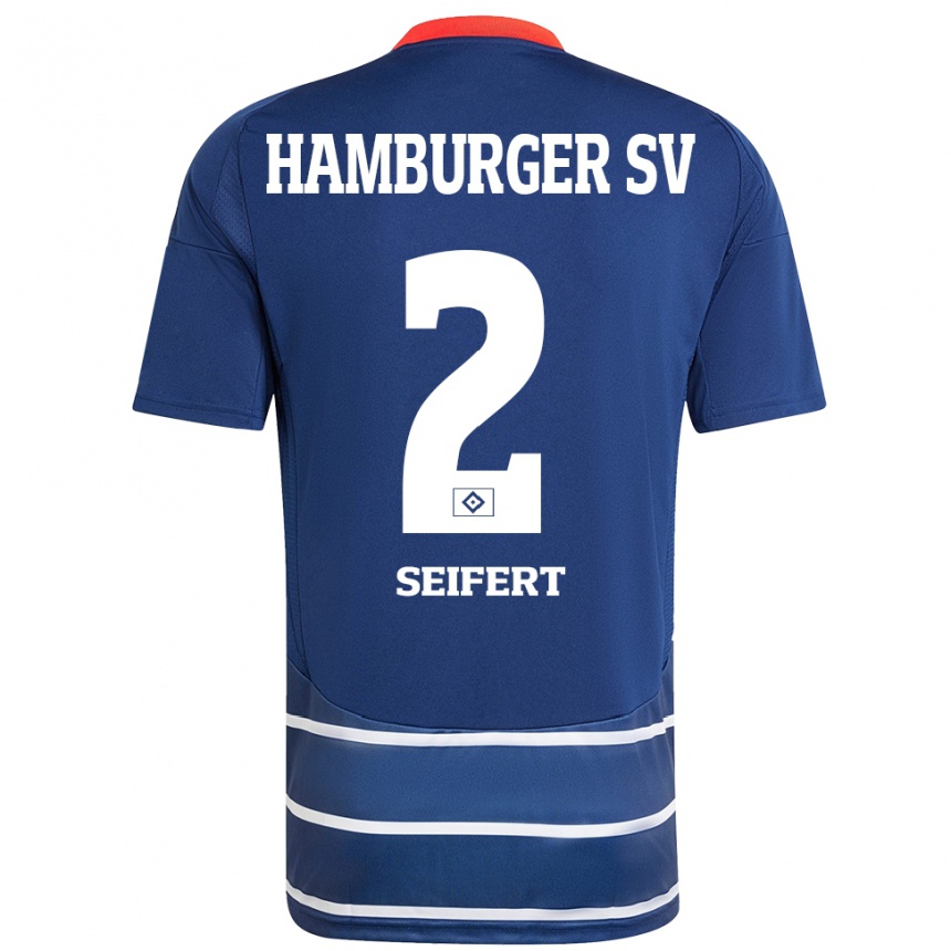 Men Football Luis Seifert #2 Dark Blue Away Jersey 2024/25 T-Shirt Nz