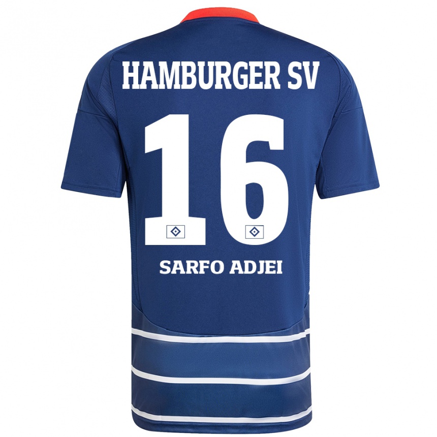 Men Football Maximilian Sarfo-Adjei #16 Dark Blue Away Jersey 2024/25 T-Shirt Nz