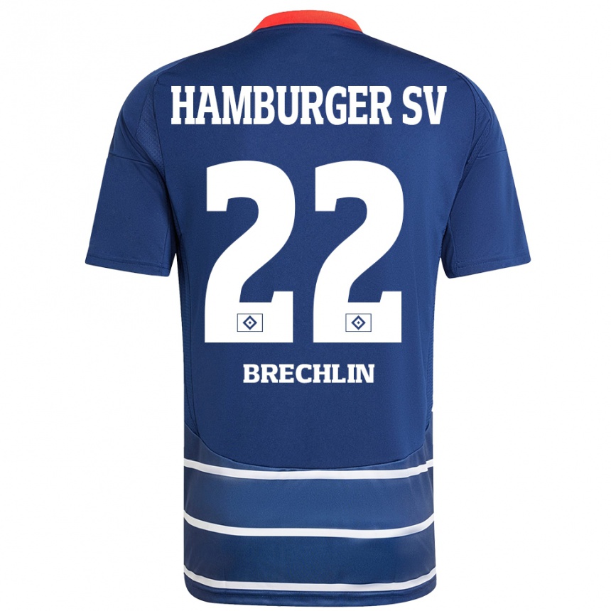 Men Football Bjarne Brechlin #22 Dark Blue Away Jersey 2024/25 T-Shirt Nz