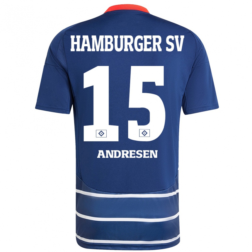 Men Football Bent Andresen #15 Dark Blue Away Jersey 2024/25 T-Shirt Nz