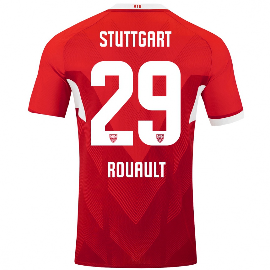 Men Football Anthony Rouault #29 Red White Away Jersey 2024/25 T-Shirt Nz