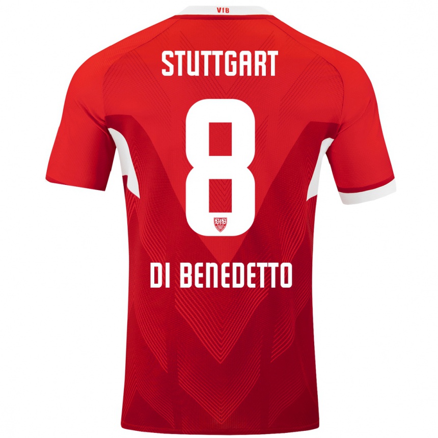 Men Football Samuele Di Benedetto #8 Red White Away Jersey 2024/25 T-Shirt Nz