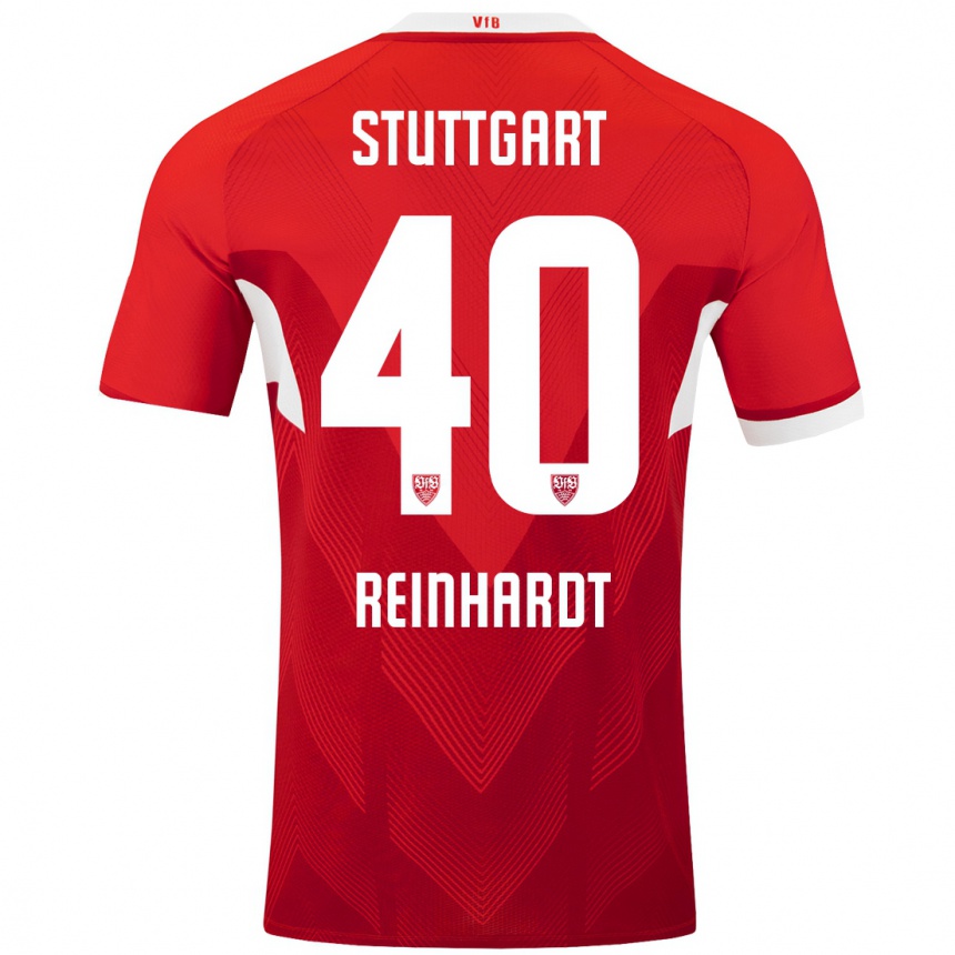 Men Football Peter Reinhardt #40 Red White Away Jersey 2024/25 T-Shirt Nz