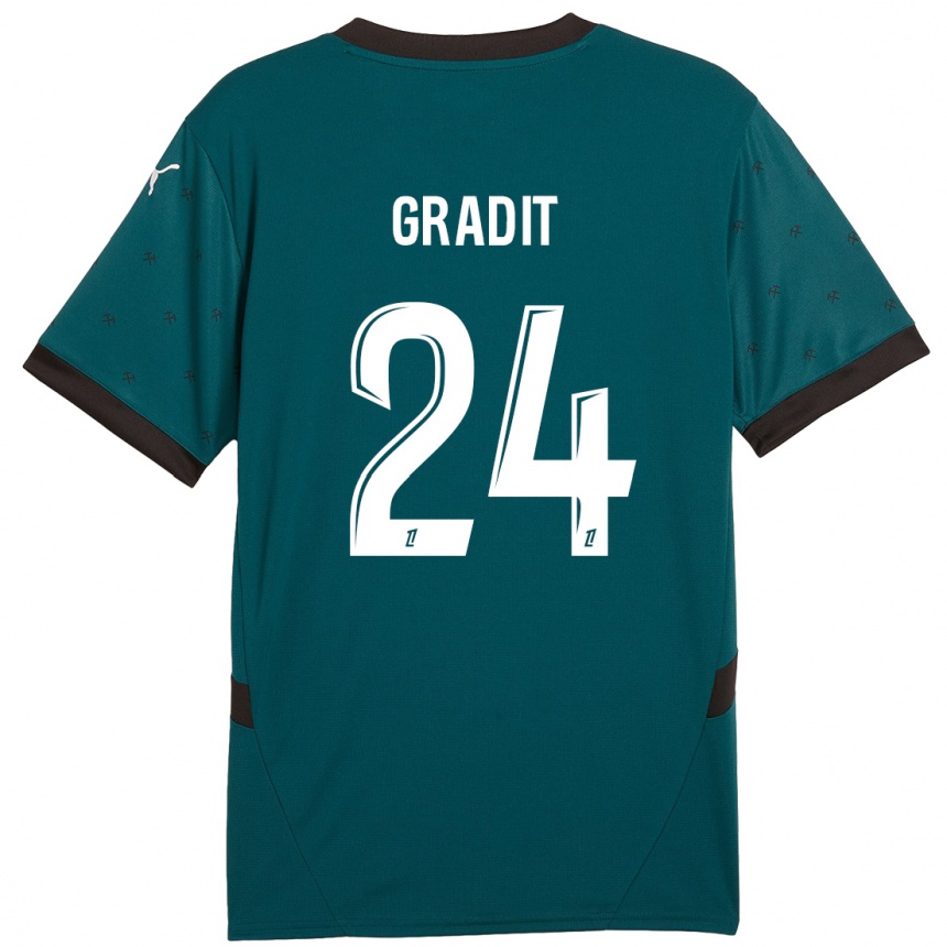 Men Football Jonathan Gradit #24 Dark Green Away Jersey 2024/25 T-Shirt Nz