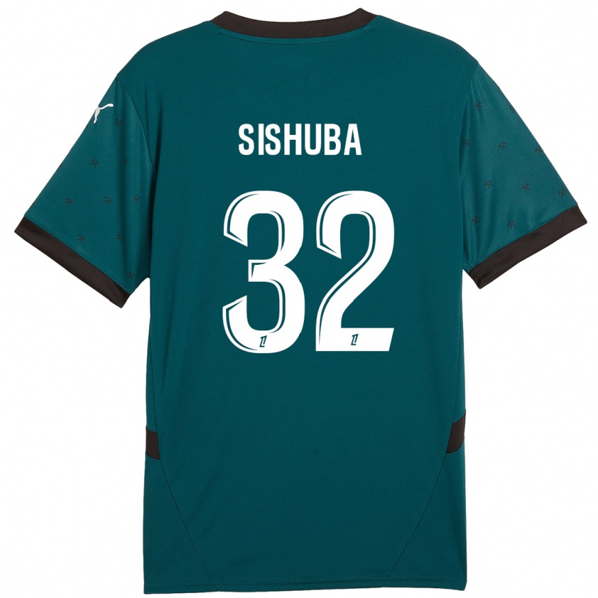 Men Football Ayanda Sishuba #32 Dark Green Away Jersey 2024/25 T-Shirt Nz