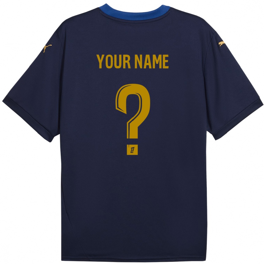 Men Football Your Name #0 Navy Gold Away Jersey 2024/25 T-Shirt Nz