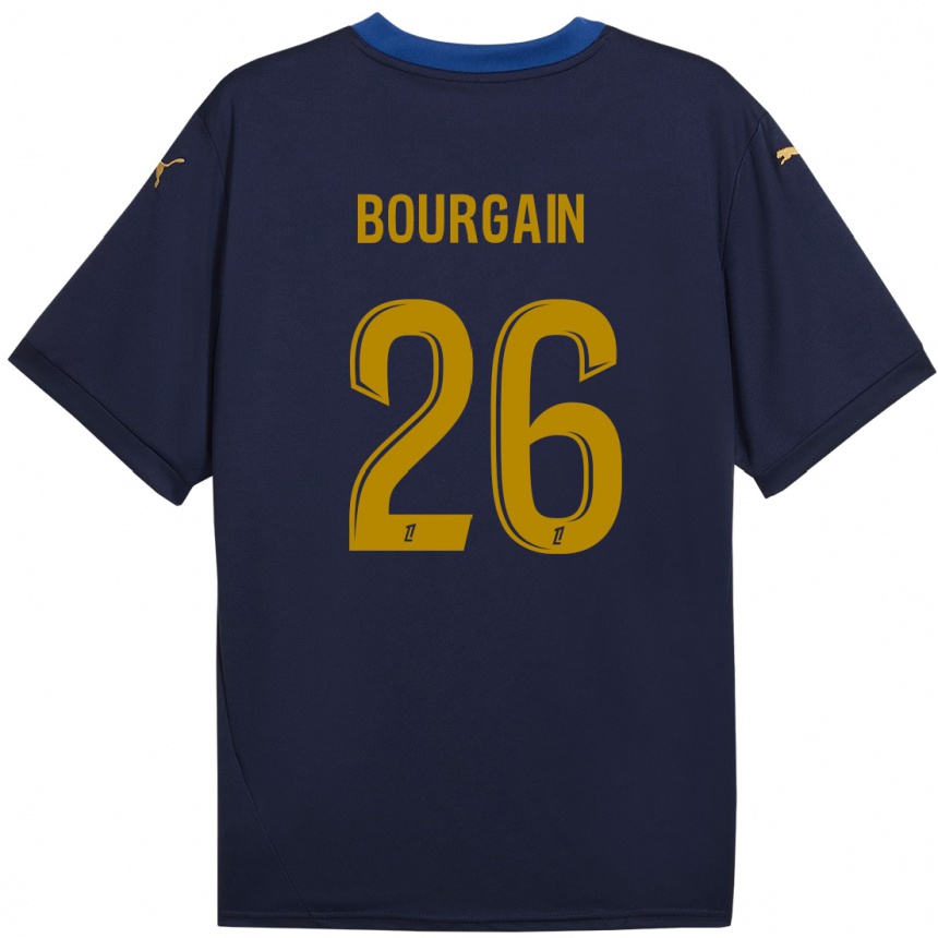 Men Football Lea Bourgain #26 Navy Gold Away Jersey 2024/25 T-Shirt Nz