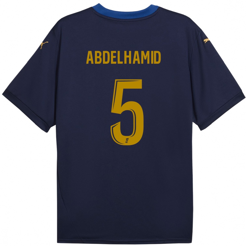 Men Football Yunis Abdelhamid #5 Navy Gold Away Jersey 2024/25 T-Shirt Nz