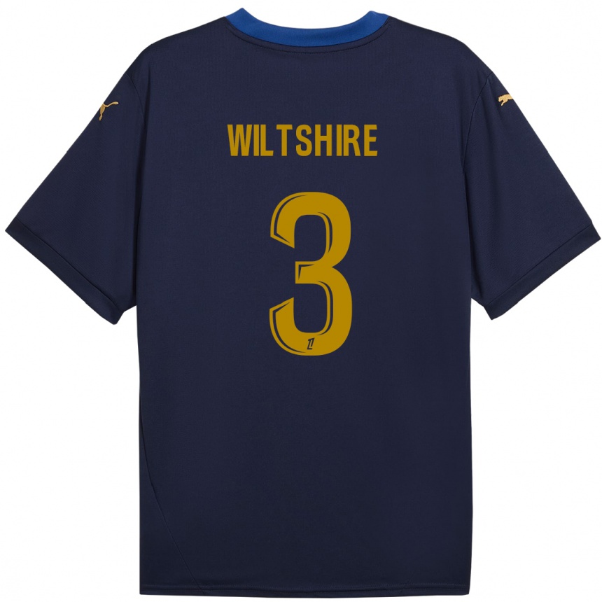 Men Football Tiernny Wiltshire #3 Navy Gold Away Jersey 2024/25 T-Shirt Nz