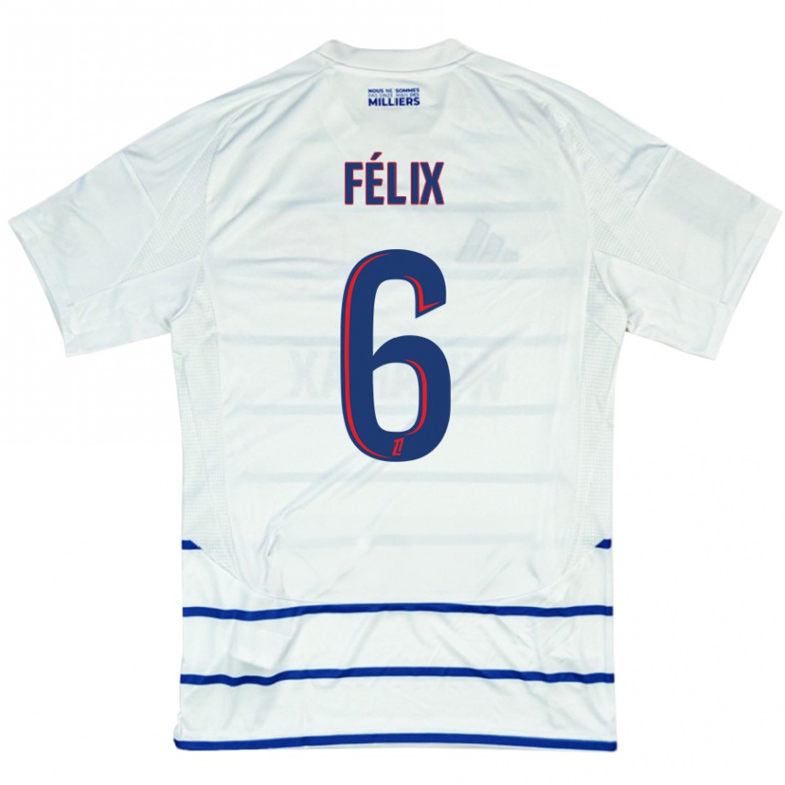 Men Football Félix Lemaréchal #6 White Blue Away Jersey 2024/25 T-Shirt Nz