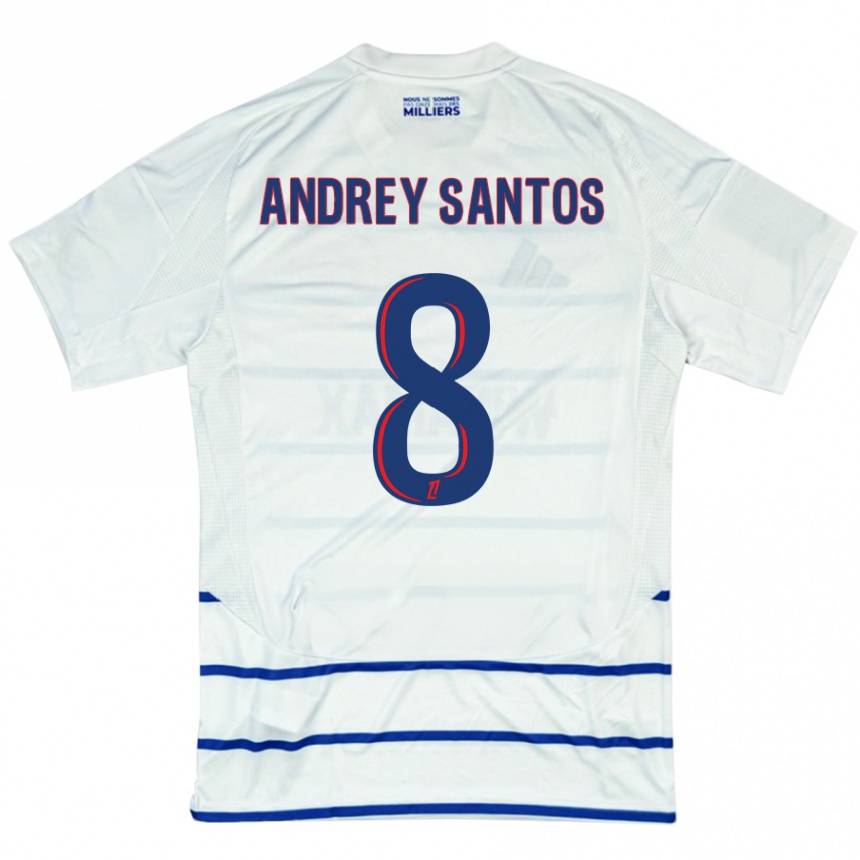 Men Football Andrey Santos #8 White Blue Away Jersey 2024/25 T-Shirt Nz