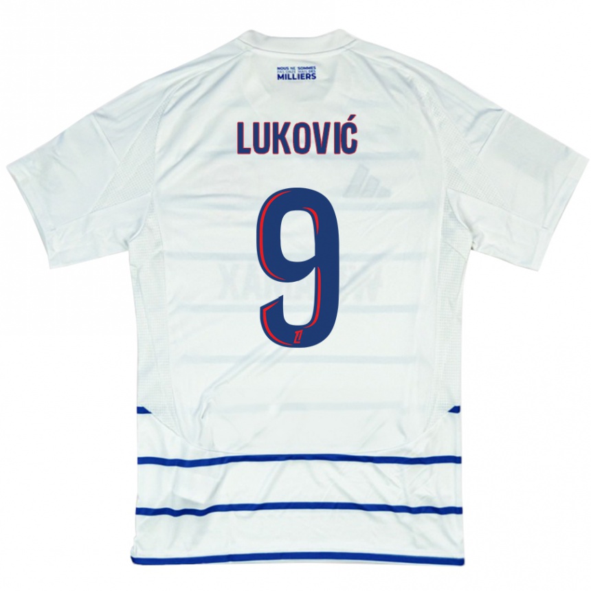 Men Football Milos Lukovic #9 White Blue Away Jersey 2024/25 T-Shirt Nz