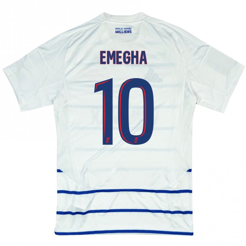 Men Football Emanuel Emegha #10 White Blue Away Jersey 2024/25 T-Shirt Nz