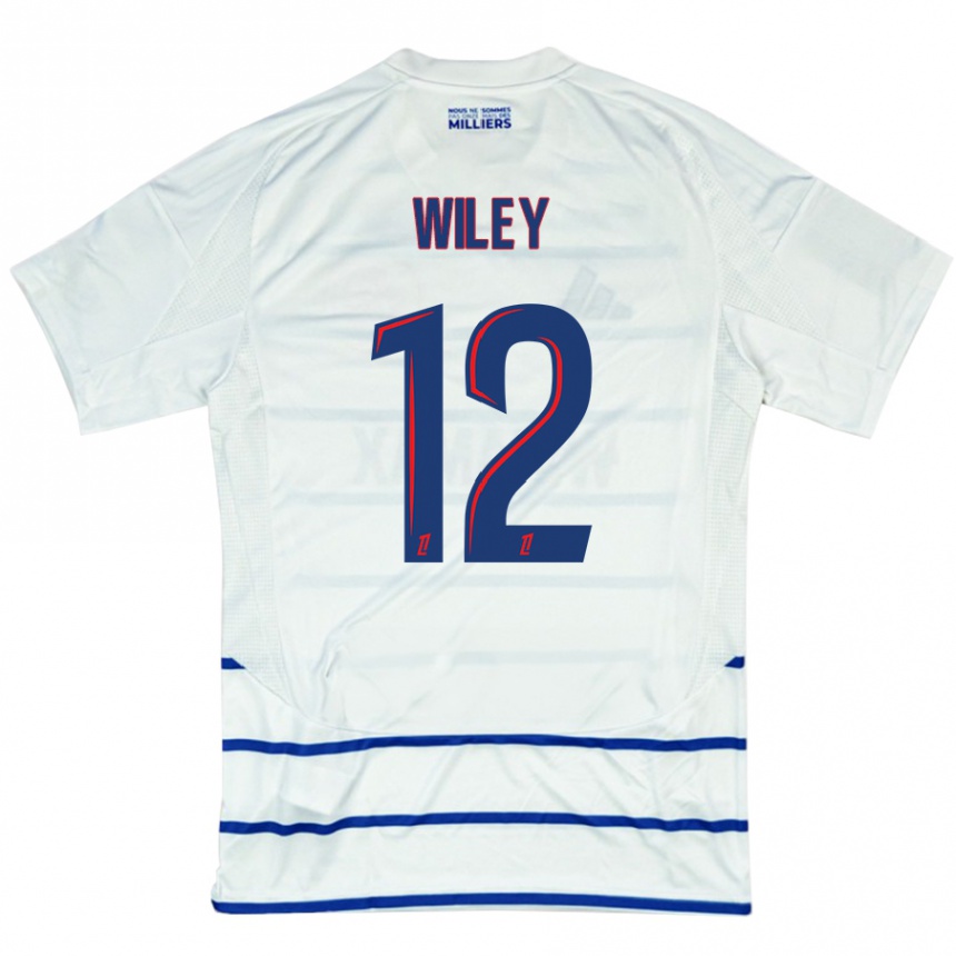 Men Football Caleb Wiley #12 White Blue Away Jersey 2024/25 T-Shirt Nz