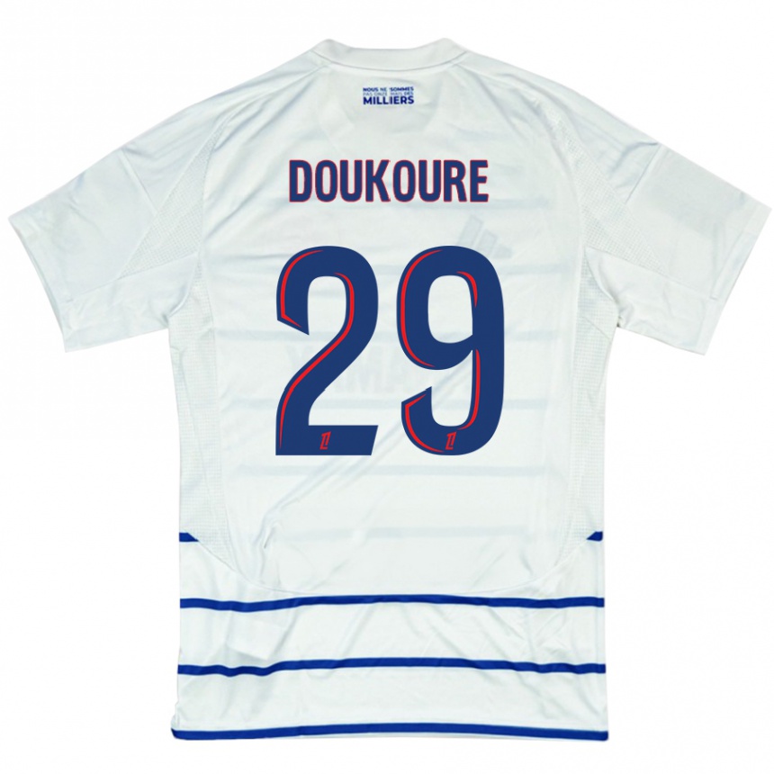 Men Football Ismaël Doukouré #29 White Blue Away Jersey 2024/25 T-Shirt Nz